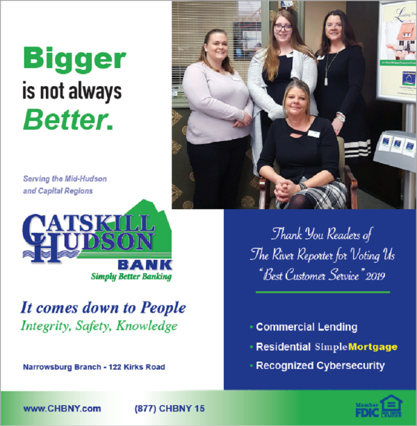 photo of staff and bank logo thanking the community for best customer service award